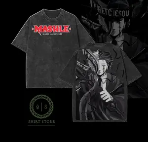 Rayne Ames x Mashle : Magic and Muscles Anime Double Printed Vintage Washed Unisex Oversize Anime Manga Washed Heavyweight Cotton T-shirt, Gift For Anime Fan, Anime Lover, Mashle, Streetwear Outfits, Summer Outfits