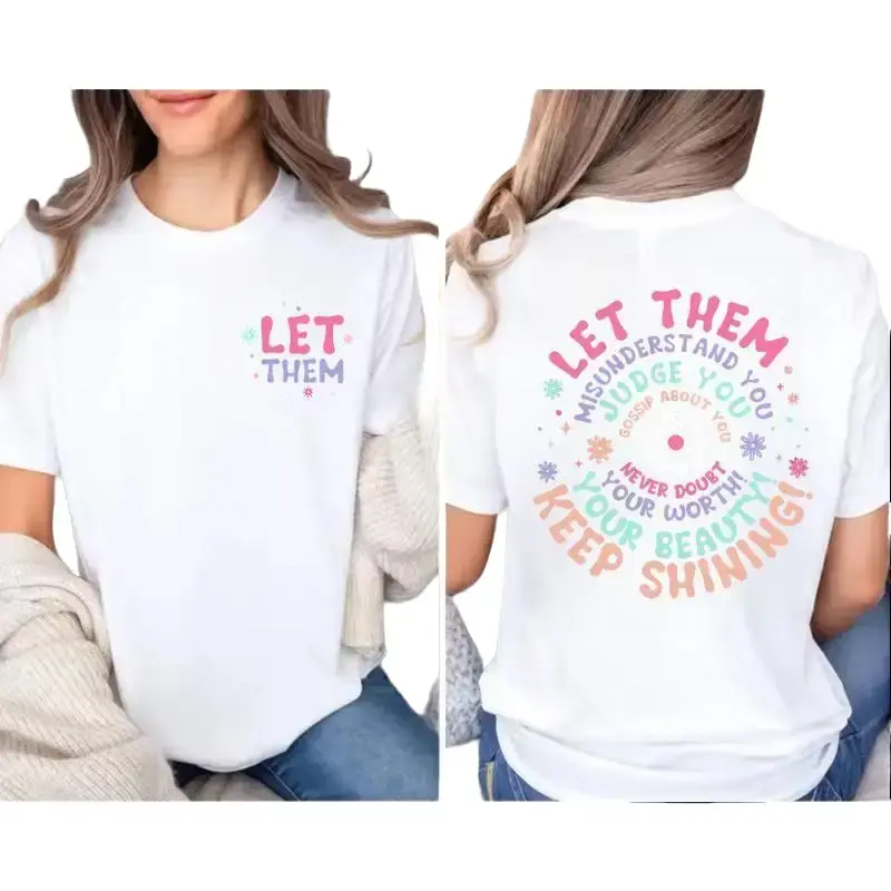 Women's Cotton-Blend Graphic Tee - Casual Short-Sleeve, Round Neck, Ditsy Floral Inspirational Print, Soft Polyester-Blend, Wardrobe Staple, OOTD Ideas, Pairs Fast with Jeans, Everyday Essential, Graphic Tees Women