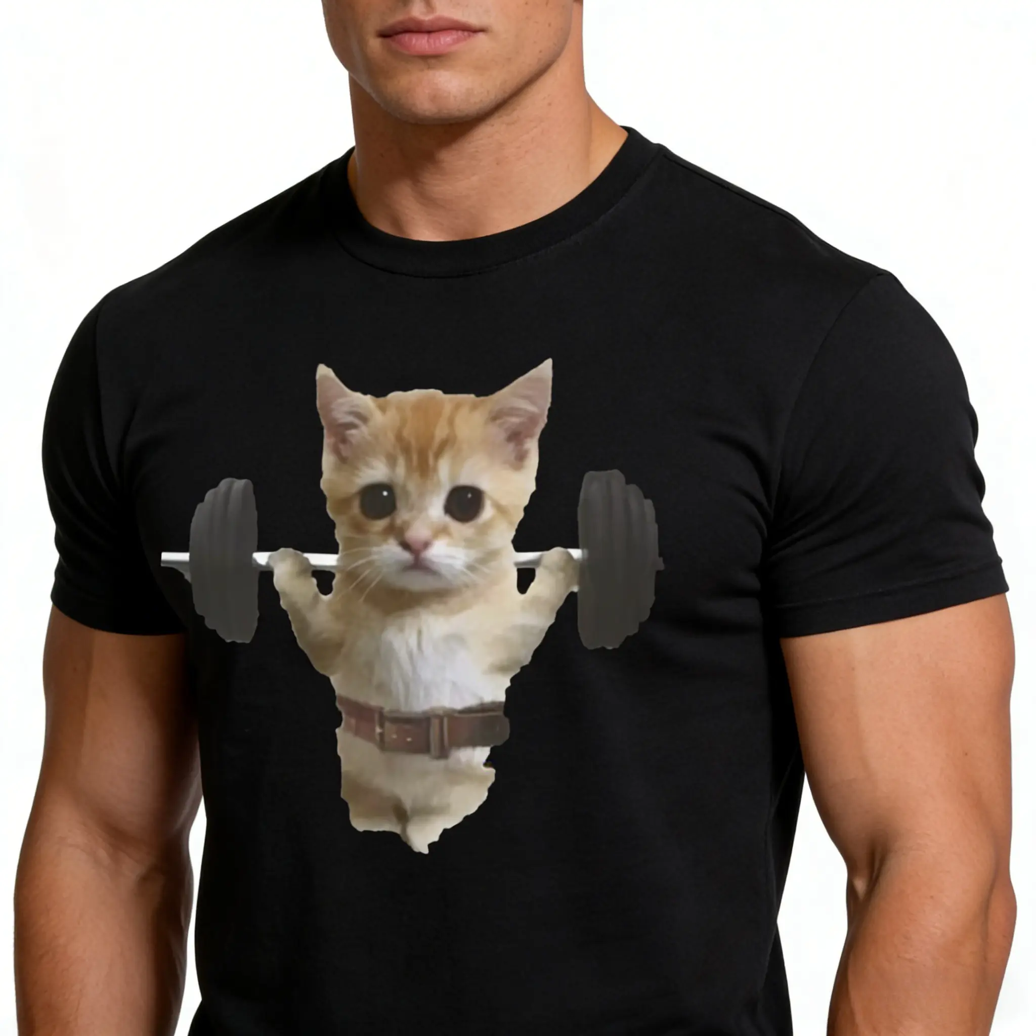 Sam Sulek Cat Gym Meme T-Shirt, Unisex Oversized Fitness Pump Cover Graphic Tee, Sarcastic Novelty Short Sleeve Apparel for Men and Women, Aesthetic Bodybuilding Fashion Top, Viral Workout Streetwear Shirt