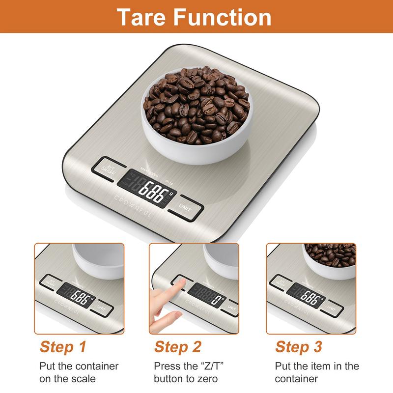 Crownful Digital Food Scale, 11 lb Digital Kitchen Scales Weight Ounces and Grams for Cooking and Baking, 6 Units with Tare Function Kitchenware
