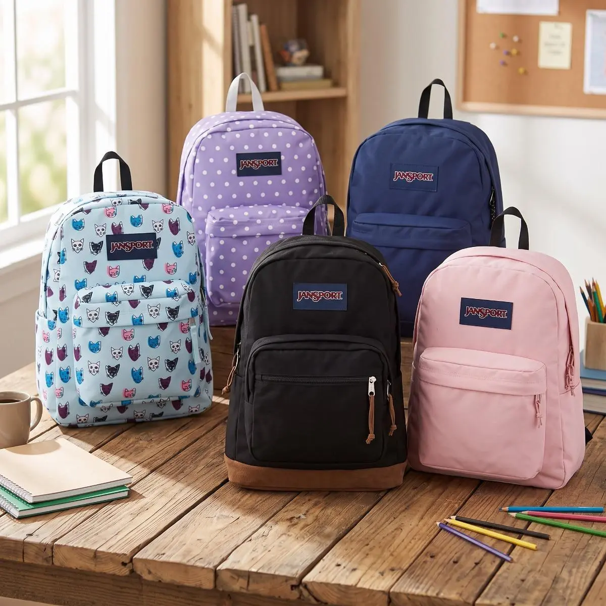 JanSport Cross Town Backpack- Simple Bag for Everyone with 1 Main Compartment, Front Utility Pocket - Premium Class Accessories - Black