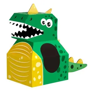 DIY Wearable Cardboard Dinosaur Headpiece Art Crafting Kit - Non-Blow Dinosaur Costume, Parent-Child Educational Toy, Kids' Birthday Gift