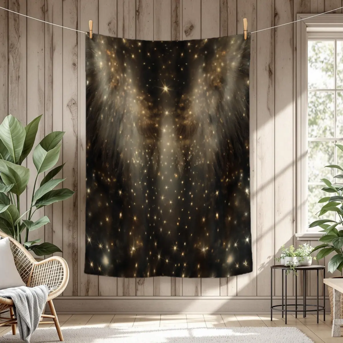 1 Piece Starry Sky Blanket - Comfortable Acrylic Lightweight Blanket with Gold Stars and Black Background, Perfect for Living Room or Bedroom Decoration, Suitable for Adults as a Four Seasons Gift, Modern Geometric Design, Bed Blanket