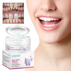 EELHOE Mint Tooth Powder Removes Stains Freshens Breath Whitens Teeth Cleans Odors Stains Tartar Tooth Cleaning Powder
