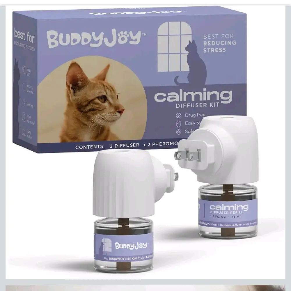 Cat Calming Diffuser Refills Kit - 30-Day Long-Lasting Pheromone Formula, Stress & Anxiety Relief, Easy-to-Use (2 Diffusers + 2 Refills)