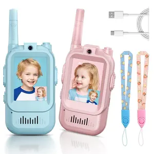 Kids Video Walkie Talkies with Screen, Rechargeable 2 Way Radio with Voice Changer, Long Range Walkie Talkie Toys for Boys Girls, Outdoor Camping Hiking Birthday Gifts for Ages 3-12