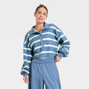 Women's Active Comfort French Terry Henley Sweatshirt - All In Motion