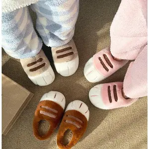 Women's Adorable Cat Claw Cotton Slippers Winter Warm Furry Thick Bottom Non-Slip Indoor Home Slippers Cute Couple Matching Slippers