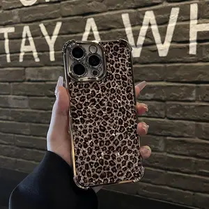Four-corner Airbags Leopard Phone Case for iPhone 16 15 14 Pro Max 13 12 11,Premium Dropproof Full Camera Protection Durable Slim Silicone Mobile Phone Case