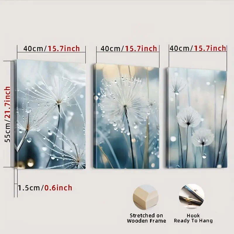 Framed, two-dimensional, 3-piece set of wooden frame miniature wet world posters, miniature wet world poster art, creative canvas poster, canvas wall art, gift, bedroom, living room decoration