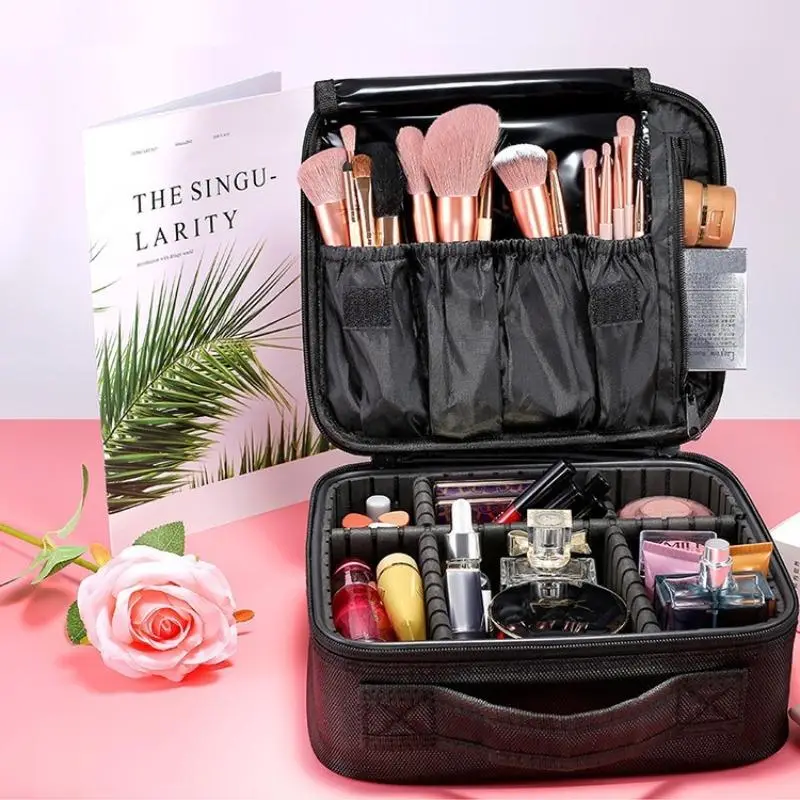 Travel Multi Compartment Cosmetic Bag, Large Makeup Bag, Portable Makeup Products Storage Bag, Makeup Organizer, Zipper Makeup Organizer, Large Capaci