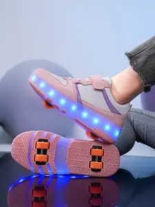 LED Light-Up Roller Skates, Adjustable PU Leather Wheels, USB Rechargeable, All-Season Casual Shoes for Boys and Girls, Led Illumination