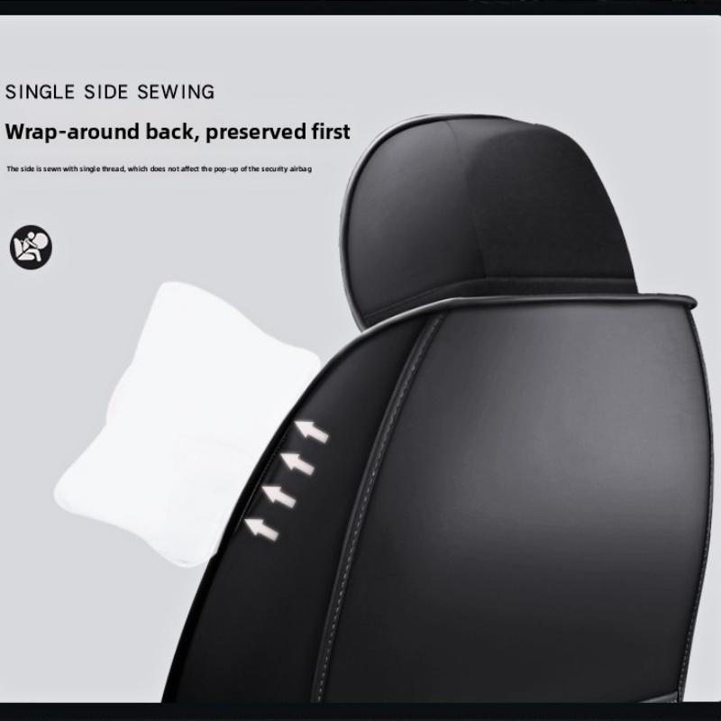 All-Season Faux Leather Car Seat Covers with Red Stitching & Diamond Pattern Universal Fit for Most Vehicles