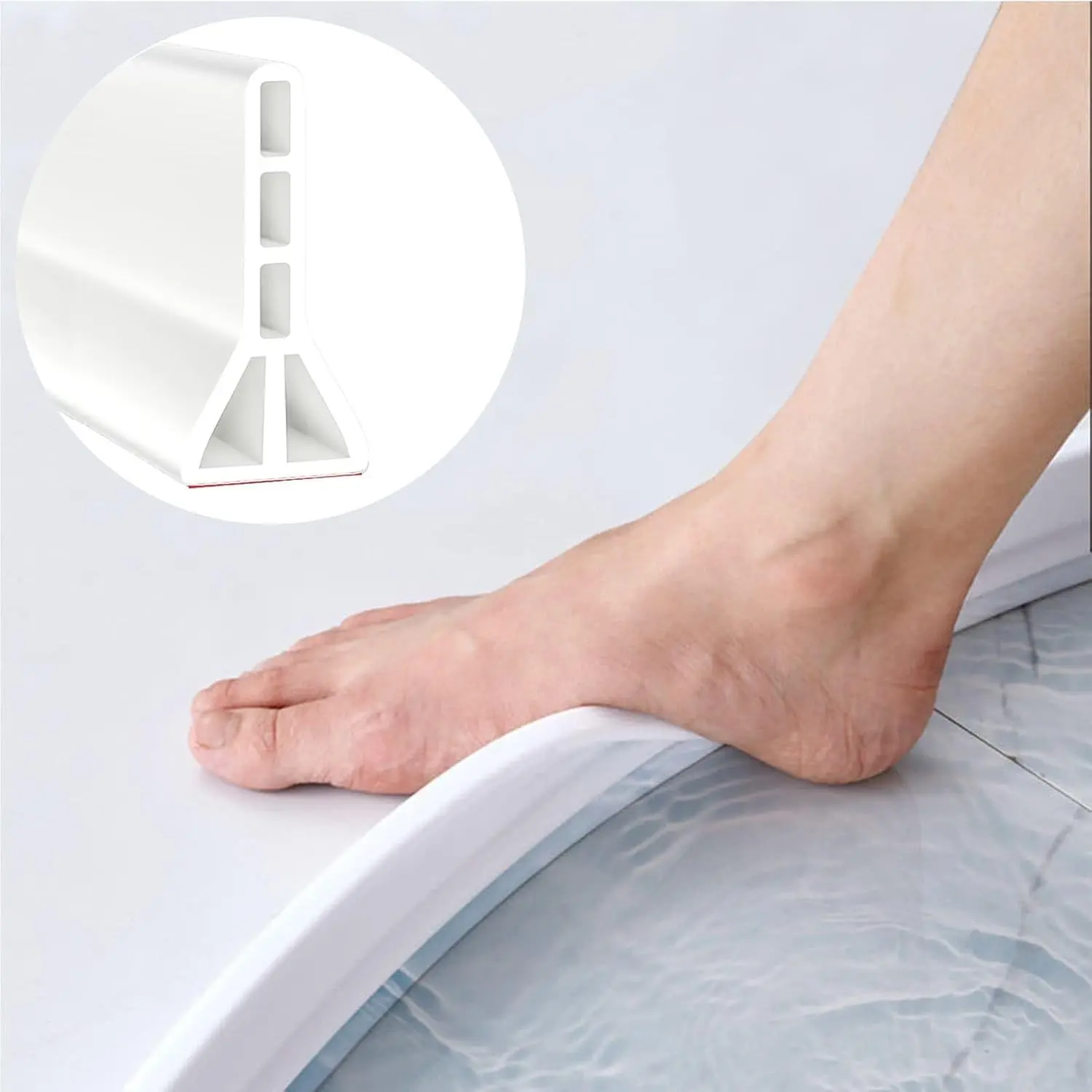 3.8" High 39" Collapsible Shower Dam Water Stopper Shower Threshold Water Splash Guard for Walk in Shower Floor Shower Door