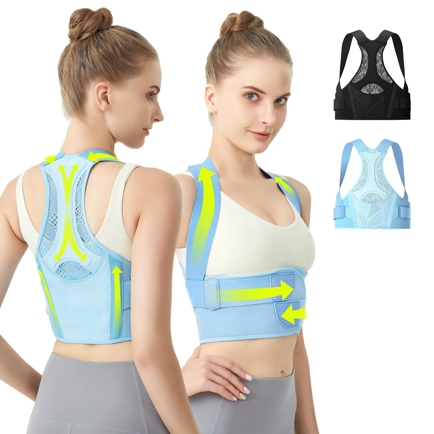 Women's Breathable Posture Corrector Back Brace, Lightweight Shoulder Support for Pain Relief from Rounded Shoulders & Hunchback, Invisible Design