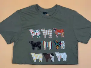Cow Patchwork Embroidered T-Shirt