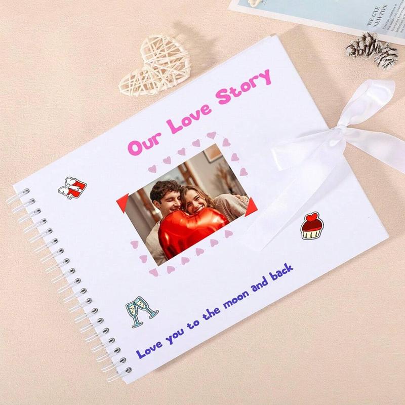 1 scrapbook album, 12 * 8 inches/80 pages (40 sheets), multi-color inner kraft paper pages with 5 colored corner stickers, DIY scrapbook, wedding guest message book, anniversary, Valentine's Day gift, meaningful handmade album, suitable for weddings, holi
