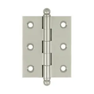 Deltana 212 MAIN 2.5 x 2 in. Bright Nickel Solid Brass Ball Tip Square Corner Cabinet Hinge