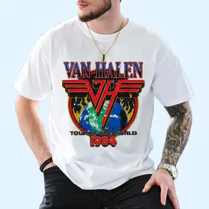 [SALE UP TO 30%] Van Halen Tour Of The World 1984 Rock Band Black T-shirt Size S-5XL Concert Graphic Tee Unisex Shirt Made Using 100% US Cotton, Design & Printed In The USA