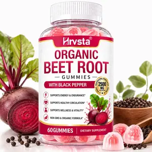 Organic Beet Root Gummies with Black Pepper – Daily Wellness Support, Energy & Circulation Balance, Plant-Based Supplement, 60 Count