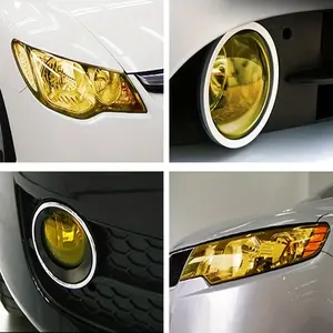 30*100cm/11.81*39.37in Car Headlight Color Changing Film Light Sticker Headlight Decals Smoked Black Frosted Black Symphony Car Light Protector Automotive Accessories