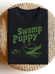 Swamp Puppy Alligator Graphic T Shirt Unisex Casual Crew Neck Short Sleeve Tee with Green Alligator & Swamp Design Super Soft Lightweight Breathable Fabric All Season Comfort for Men Men Te