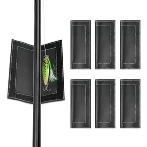 Fishing Lure Covers, 6 Pack Fishing Lure Wraps, PVC Leather Fishing Hook Covers Guard  Storage Protector Glove to Keep Fishermen Fishing Safe, Black