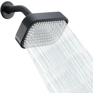 High Pressure Square Shower Head, Wall Mounted Rainfall Spray, Easy Installation, Soft Rubber Nozzle, Painted Plastic Surface, Bathroom Accessories, Pressure Showerhead