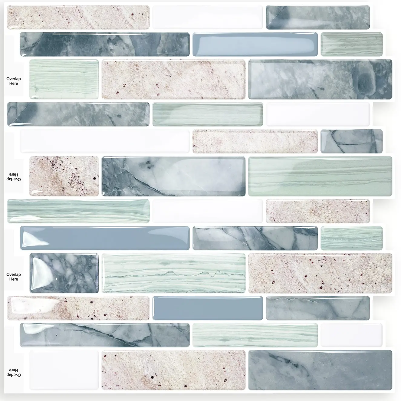 DEWOO 10-Pack 3D Resin Marble Backsplash Wallpaper, 12in x 12in Smooth Thick Self-Adhesive Vinyl Peel-and-Stick Tiles Sticker, Waterproof Easy-to-Use for Kitchen & Bathroom Home Decor