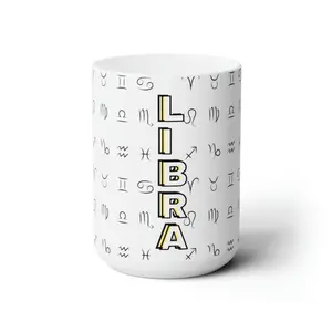 White Libra Ceramic Zodiac Mug, 15oz, Libra gift, Libra mug, Libra birthday gift, Zodiac symbol mug, Coffee Mug
