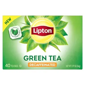 Lipton Decaffeinated Green Tea Bags, Unsweetened Teabags for Decaf Hot Tea or Decaf Iced Tea with Flavonoids, 40 Total Tea Bags