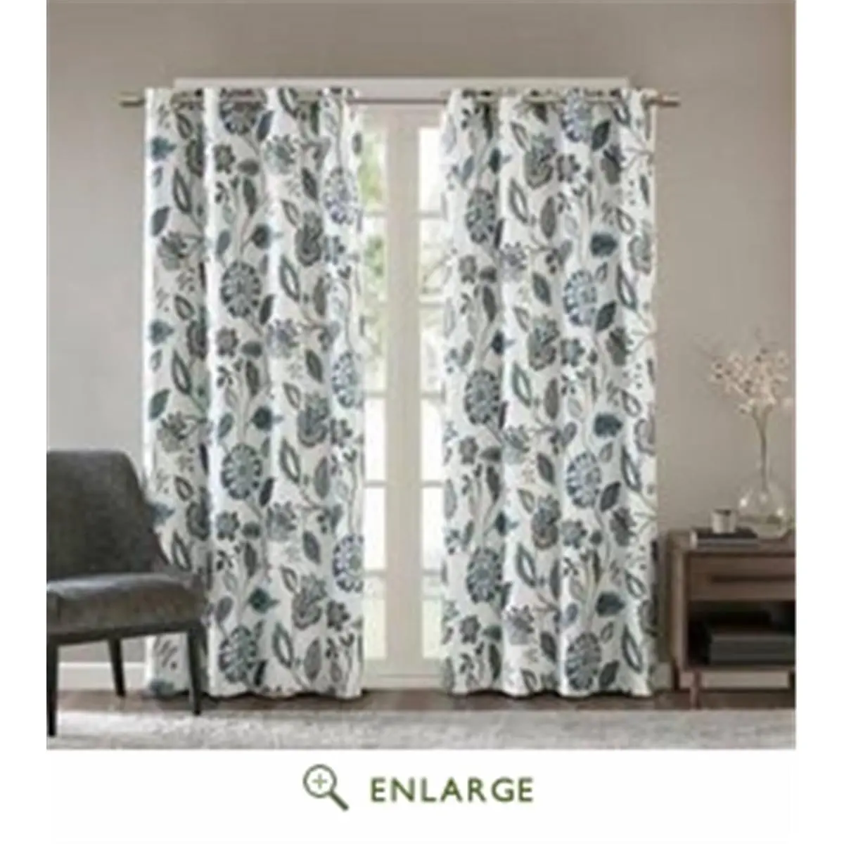 SunSmart SS40-0009 50 x 84 in. Camille Jacquard Printed Room Darkening Panel, Aqua