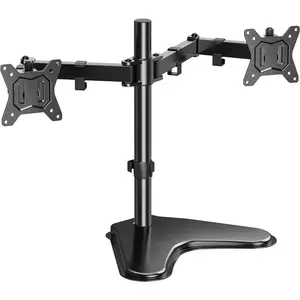 32 inches   Stand up to 17.6lbs per Arm, High-Grade  Free Standing  Monitors Mount for 2 Screens. Fully Adjustable   Stand for Desk with Tilt, Swivel, Rotation