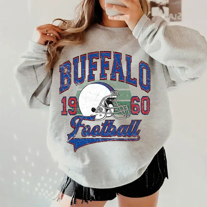 Vintage 90s Style Buffalo Football Sweatshirt, Game Day Shirt, Buffalo Team Football Shirt, Sunday Buffalo , Buffalo Football Hoodie, Bills Fan Apparel