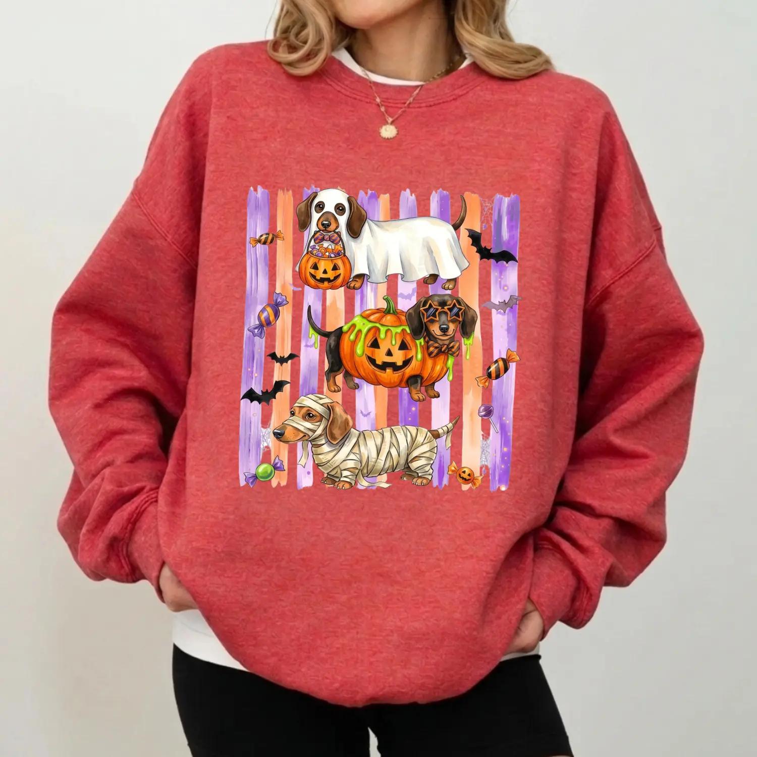Vintage Halloween Ghost Pumpkin Sweatshirt Spooky Season Haunted House Crewneck Retro Fall Sweatshirt
