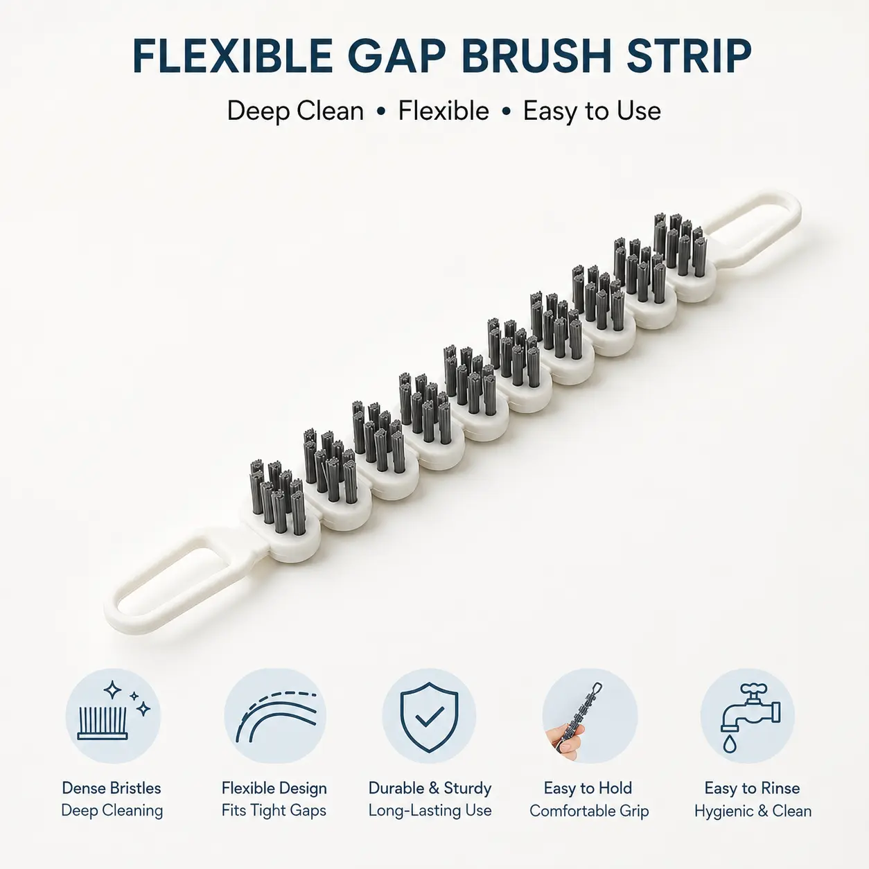 1 Count Flexible Segmented Cleaning Brush, Dense Soft Bristles Bendable Scrubber for Faucet, Narrow Gap and Curved Household Surface Washing