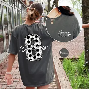 Custom Personalized Soccer Mom Comfort Colors Shirt | Name And Number Soccer Shirt | Soccer Mom Shirt | Mother's Day Gift For Mom Tee Shirt