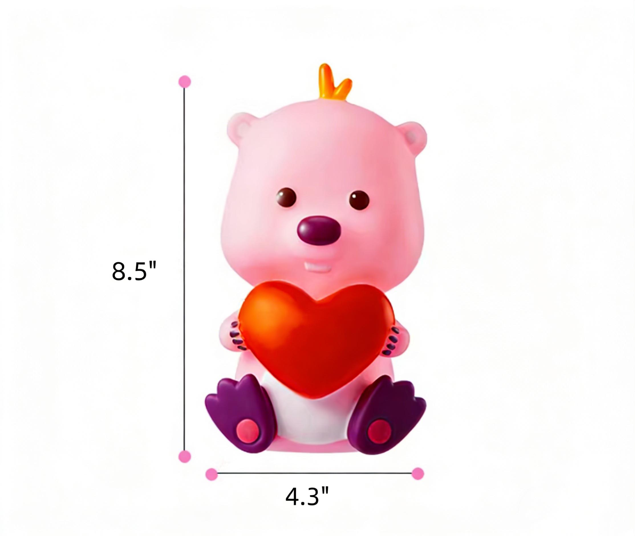 MINISO Zanmeng Ruby LED Night Light,Glowing Heart Design, Adorable Pink Character Lamp, Cute Bedside Decor, Perfect Gift for Kids Holiday Gift Birthday Gift Children's Day Gift