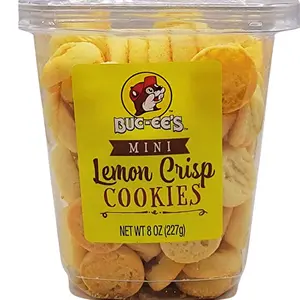Buc-ee's Mini Lemon Crisp Cookies - 8oz Resealable Tub, Made in the USA, Perfect for Snacking & Road Trips