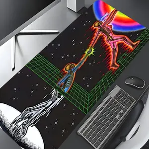 Fantasy Psychedelic Rainbow Skull Design Large Gaming Mouse Pad,Aesthetic Desktop Drotection Pad,Washable Rubber Pad Non-Slip Lock Edge Multi-Size Mouse Pad Suitable For Home Office,Good Gift for Family and friends,Office Desk Accessories