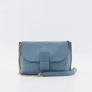 Pre-owned Loewe Cowhide Shoulder Bags Avenue Leather Blue Crossbody Bag Bgp209378