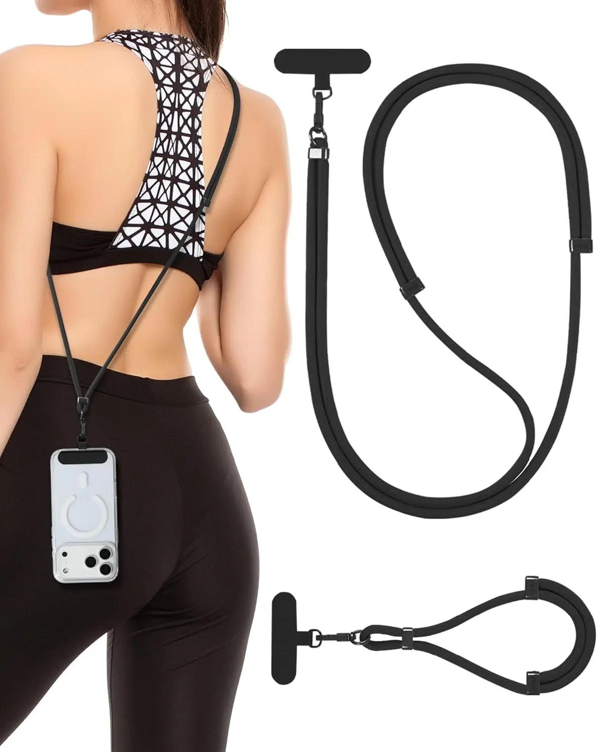 4 Pack Cell Phone Lanyard for iPhone - Crossbody Phone Strap Black | Adjustable Neck Wrist Strap Anti Theft Long Lanyard Travel Essential for Women Most iPhone and Android Smartphones Detachable Cellphone