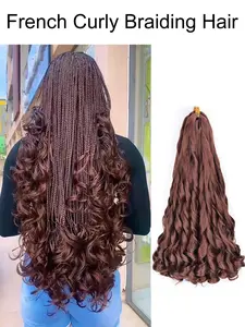 Synthetic French Curl Braiding Hair for Black Women 22Inch 8Packs Curly Braiding Hair for Box Braids 75g/Pack Bouncy French Curly Braiding Hair Extensions Crochet Braids