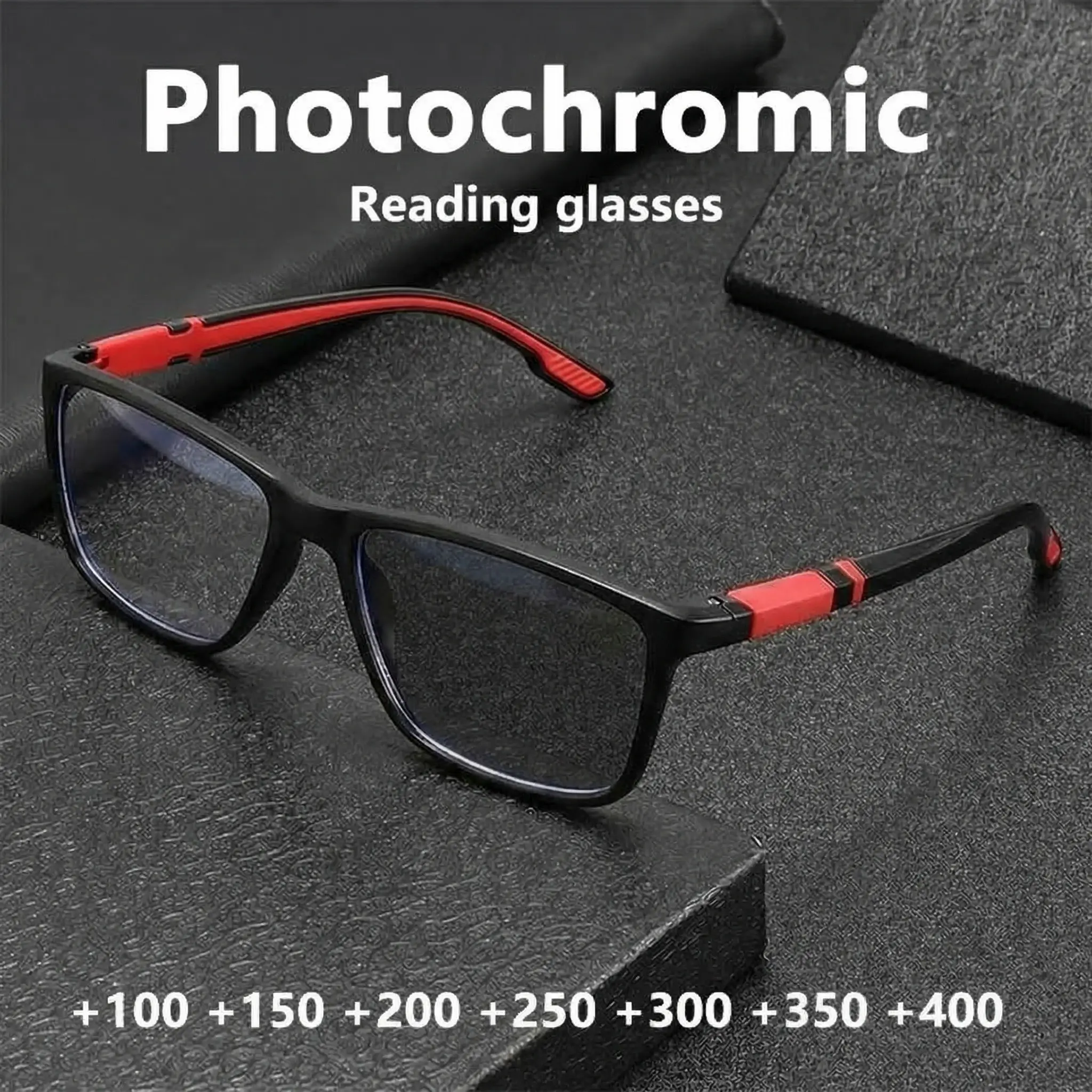 New Sports Color-Changing Reading Glasses, Contrast Automatic Photochromic, Unisex Outdoor/computer Daily Commute, Men's Rectangular Full Frame Eyeglasses, Eyewear, Casual Stylish Glasses, Trendy Casual Glasses, Rectangle Glasses