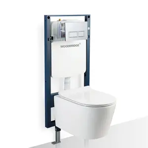 WOODBRIDGE Wall Hung 1.60 GPF/0.8 GPF Dual Flush Elongated Toilet with In-Wall Tank and Carrier System. F030 + WHTA001