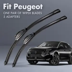 Fit Peugeot,Universal All-Season Windshield Wipers Ultra Quiet Frameless Blades, OEM Quality,Streak-Free 5 Adapters,  Easy Install Car Parts