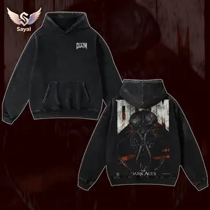 Doom The Dark Ages Vintage Graphic Tee & Hoodie, Oversized Acid Wash Retro Streetwear T-Shirt, Premium Heavyweight Cotton Doom Slayer Merch, Harajuku Aesthetic Gothic Shirt for Men Women Gift
