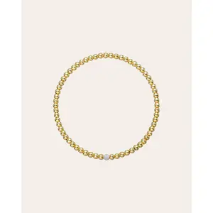 3mm Gold Bead Bracelet with Diamond Bead