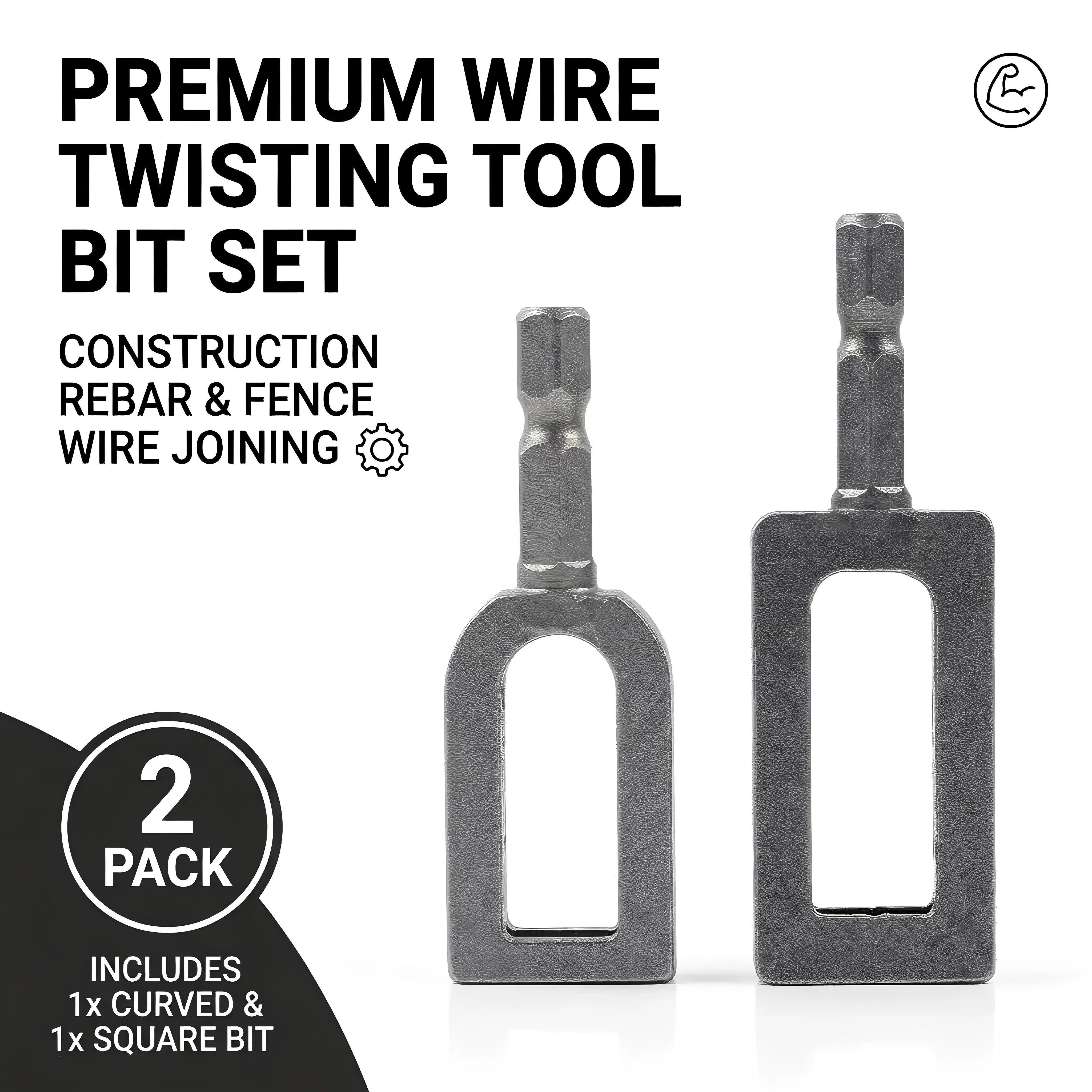 2PCS Wire Twister Drill Bit Set #9 & #11, Heavy Duty Wire Knotter Tool with 1/4" Hex Shank for Fence Building, Rebar Tying, Garden Trellis, Farm & Ranch Wire Repair