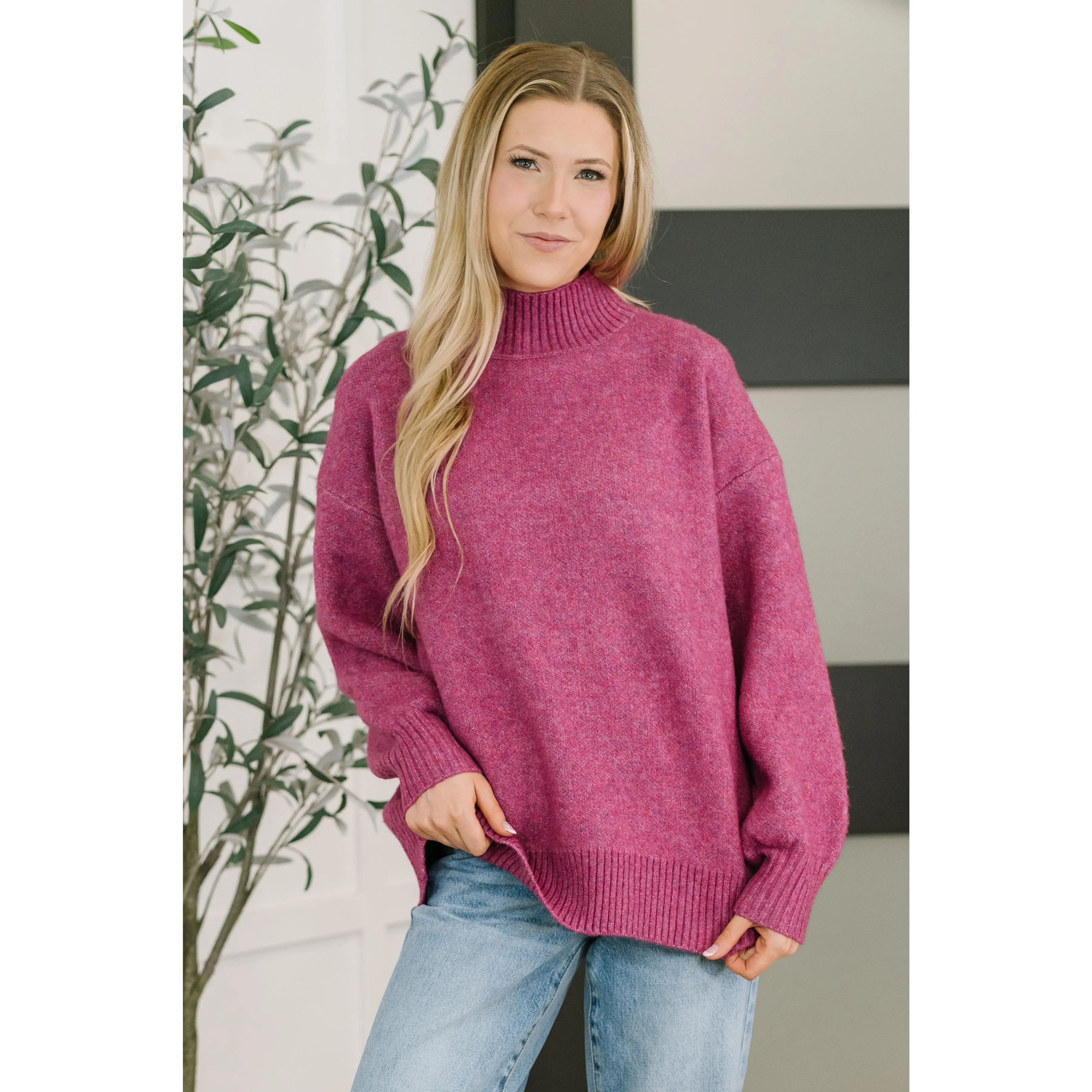 Right to the Core High Neck Pullover in Light Plum